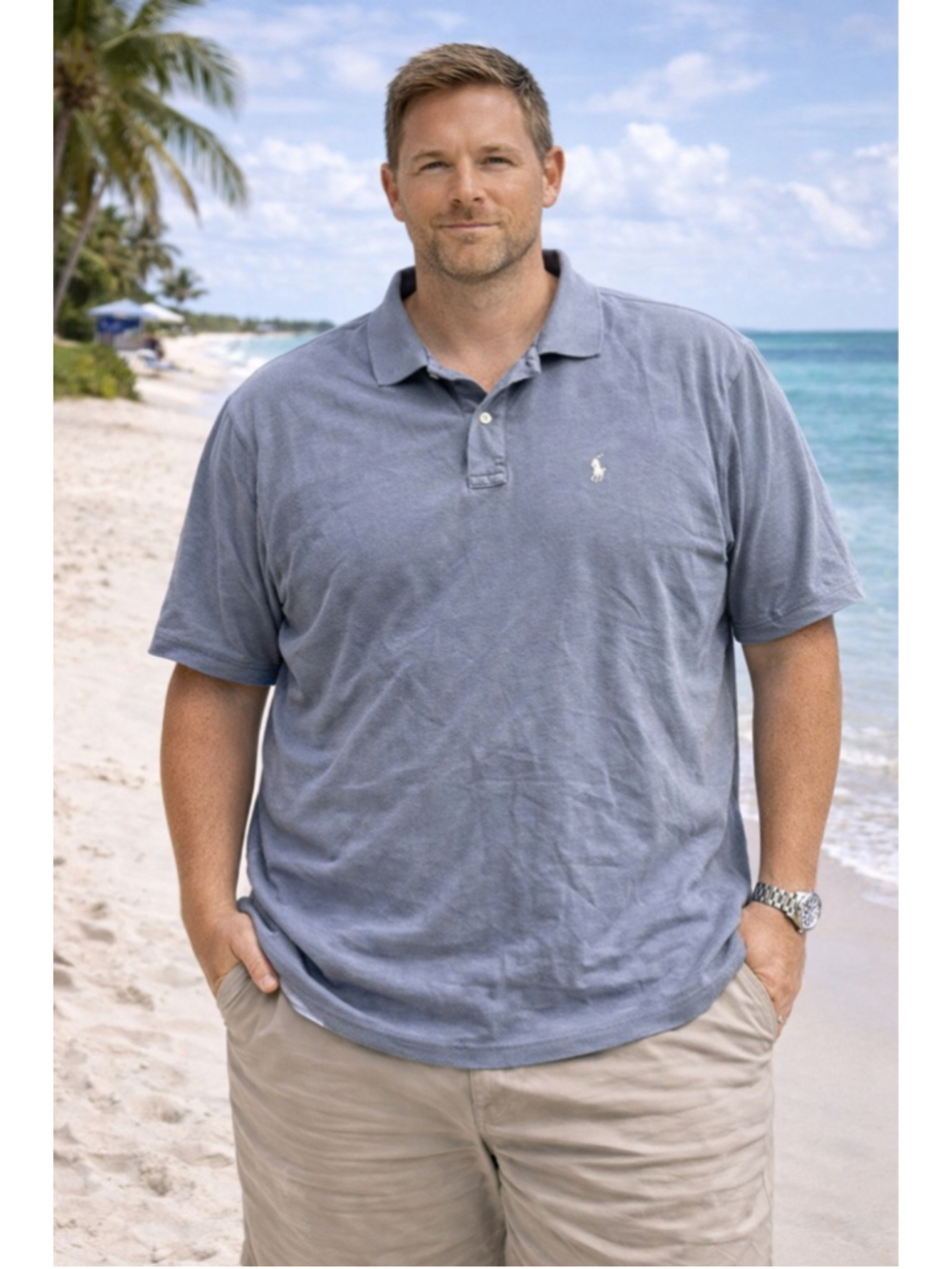 Men's Polo by Ralph Lauren blue Polo Shirt 2XLT Summer